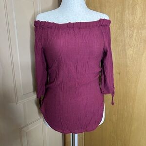 Ali & Kris Off-Shoulder Plum Blouse